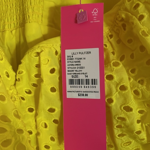 NEW Lilly Pulitzer Asteria Yellow Eyelet Babydoll Dress - Picture 7 of 10